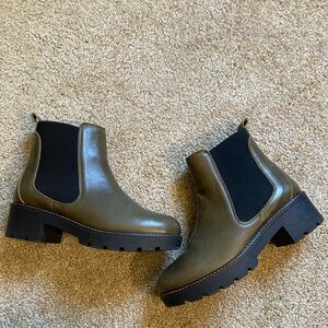 Anthropologie Olive Green Chelsea boots